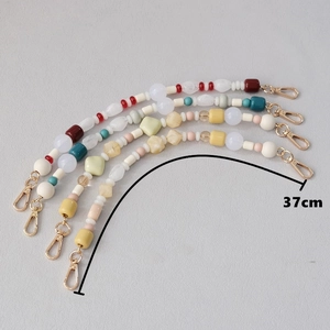 Colorful acrylic bead chain straps with gold lobster clasps 37cm length for bags and phones