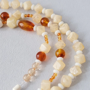 Chic acrylic bead chain with amber and cream resin beads for bags and jewelry straps