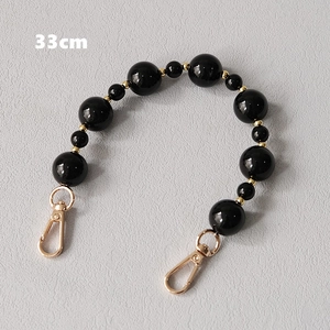 33cm black acrylic bead chain strap with golden lobster clasps for bags and phones