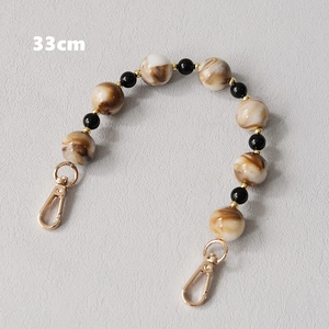 33cm brown marble acrylic bead strap for bags and phones with gold lobster clasps