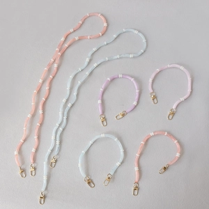 Acrylic Bead Chain Bag Strap Candy Color Curved Tube Crossbody Shoulder Strap Replacement Phone Hanging Chain Accessory