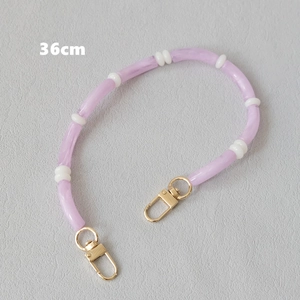 36cm acrylic bag strap with marble purple tube beads and gold lobster clasps
