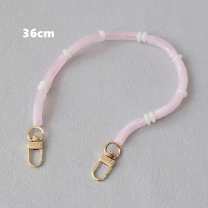 36cm acrylic purse chain featuring pink marble beads and golden lobster clasps