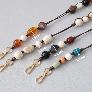 Acrylic bead chain strap for crossbody phone bags with multi-color beads and gold lobster clasp