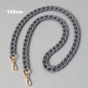 Detail of 120cm dark grey matte acrylic chain with gold metal clasps for bags and phones