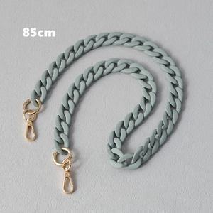 Detailed 85cm matte acrylic bag strap in sage green with gold lobster clasps
