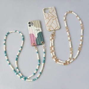Keep Smile phone cases with elegant acrylic bead straps and stylish candy color crossbody chains