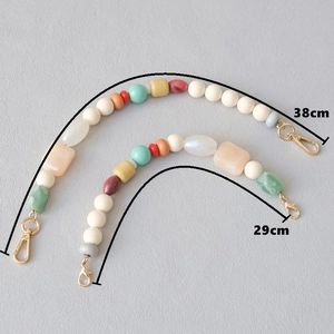 Handmade beaded resin strap with colorful acrylic beads and metal clasp, 29cm and 38cm