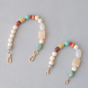 Retro Handmade Colorful Acrylic Beaded Bag Strap Personalized Geometric Candy Color Bag Chain For Women Handbag Accessories