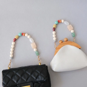 Handmade colorful resin beaded chain handles on quilted and shell style handbags