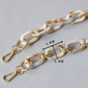 Amber marble resin chunky chain strap with gold lobster clasps for handbags and phones