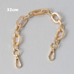 32cm acrylic resin and gold metal link chain strap featuring lobster clasps for handbags