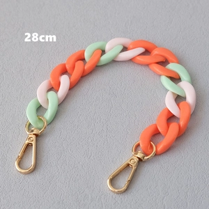 28cm acrylic fishbone phone chain with orange, pink, and mint links and gold clasps