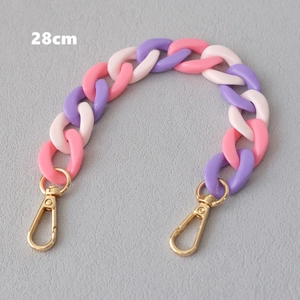 Detailed view of 28cm multi-color acrylic fishbone chain with gold lobster clasps
