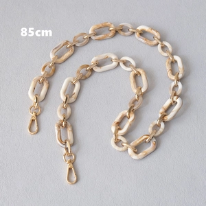 85cm retro acrylic bag chain strap with marble texture and golden swivel clasps