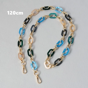 Detail of 120cm mixed acrylic and gold metal chain strap with lobster clasps