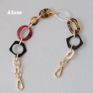 Detailed view of 43cm mixed acrylic bag chain with colorful resin links and gold clasps