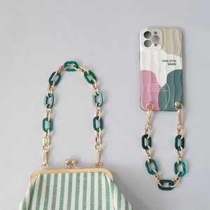 Fashion Bag Strap Chain Luxury Alloy Metal Acrylic Resin Pearlescent Link Handbag Shoulder Strap For Women Crossbody Handbag Phone Lanyard Decor