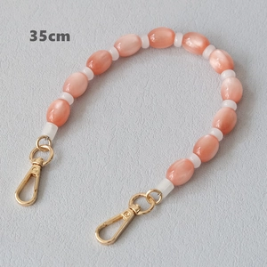 Detailed 35cm pink opal resin chain strap with gold lobster clasps for handbags