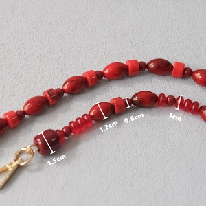 Fashion red acrylic beaded chain strap for bags and phones with gold lobster clasp