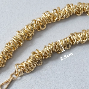 Chaîne de sac dorée de 2,5 cm d'épaisseur avec mousquetons en métal tressé