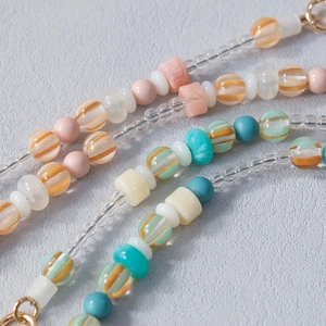 Colorful acrylic bead chain strap with mixed shapes and gold metal clasp for phone or bags