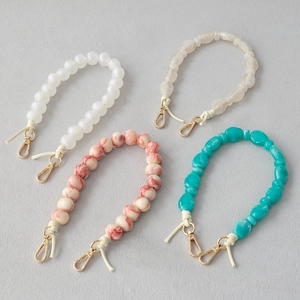 Fashion Acrylic Bead Bag Strap Vintage Marble Resin Bead Chain Handbag Shoulder Strap Phone Lanyard Accessory For Women
