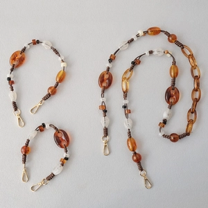 Vintage Acrylic Beaded Bag Strap Replacement Resin Beaded Chain With Metal Clasp For Handbags Mobile Phones Crossbody Strap