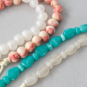 Colorful acrylic bead chains with marble textures for bags and mobile phones