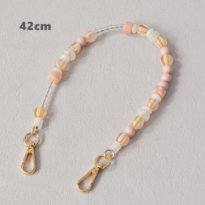 Detail of 42cm colorful acrylic bead chain with gold metal lobster clasps for bags