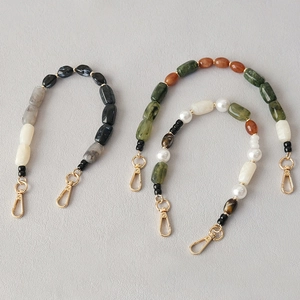 Vintage Acrylic Resin Beaded Bag Strap Replacement Handle Fashion Marble Texture Chain For Handbags And Phone Cases Women Accessories