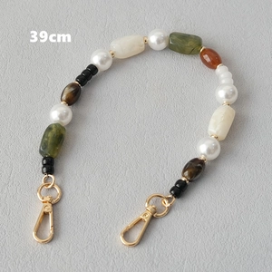 39cm colorful acrylic bead chain accessory with golden lobster clasps for bags and phones