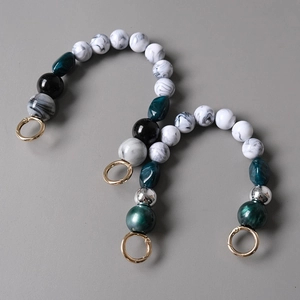 Vintage Marble Acrylic Beaded Bag Strap Handmade Contrast Resin Chain For Handbags Alloy Clasp Women Bag Accessories