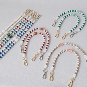 Colorful acrylic bead chains with metal clasps for phones and bags in vibrant candy colors