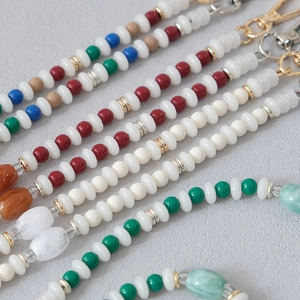 Chic acrylic candy colored beaded chain with metal lobster clasp for phones and bags