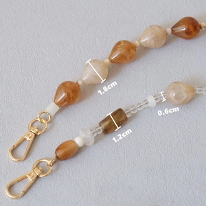 Versatile amber acrylic water drop beaded chain with golden lobster clasps for bags and phones