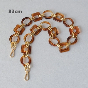 82cm tortoiseshell acrylic bag strap with gold lobster clasps and resin links