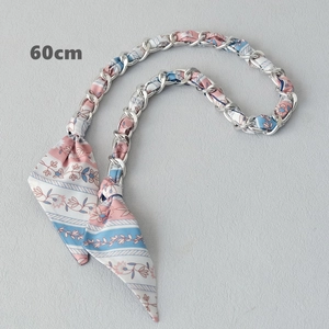 60cm silver chain woven with floral silk scarf for handbags and shoulder bags