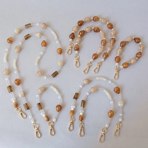 Acrylic Beaded Phone Chain Handmade Marble Pattern Water Drop Beads Crossbody Lanyard With Metal Clasp For Bag Phone Women