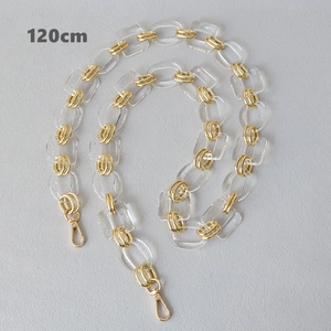 Detail of 120cm red and gold resin acrylic thick chain strap with lobster clasps
