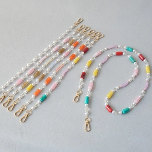 Fashion Acrylic Beaded Bag Strap Colorful Artificial Pearl Chain For Crossbody Bag Phone Lanyard DIY Accessory Shoulder Strap Replacement Handle Women Jewelry