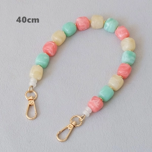 Versatile 40cm acrylic bead chain with marble texture for bags or phone straps