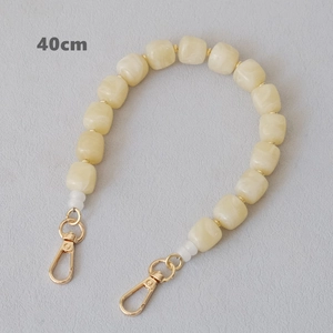 Detailed 40cm cream marble acrylic cube bead chain with golden lobster clasps