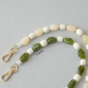 Chaîne de perles acryliques colorées en résine avec fermoir mousqueton doré pour sacs