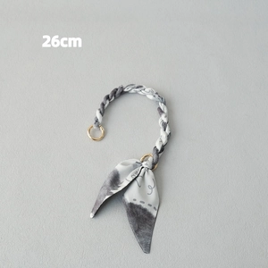Short 26cm scarf handbag handle with black ink pattern and gold circular metal clasps