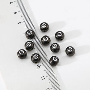 Cuentas Espaciadoras de Agujero Grande de Acero Inoxidable 304L Billar Negro 8 para Hacer Joyas Pulsera Collar DIY