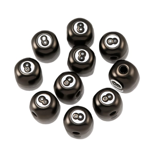 Set de 10 cuentas de billar número 8 de acero inoxidable con agujero grande para joyería DIY