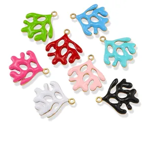 Ciondolo Corallo in Acciaio Inossidabile per Creazione Gioielli Fai-da-te Forma Vita Marina Smalto Pendenti per Collana Bracciale