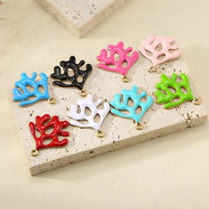 Ciondoli corallo colorati in acciaio inossidabile con finitura smalto per gioielli DIY