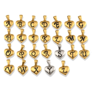 Pendentifs alphabet en forme de cœur or et argent pour bijoux DIY et colliers